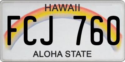 HI license plate FCJ760