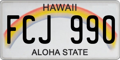 HI license plate FCJ990