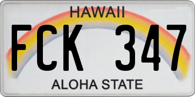 HI license plate FCK347