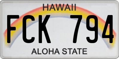 HI license plate FCK794