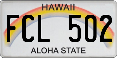 HI license plate FCL502