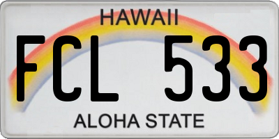 HI license plate FCL533