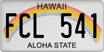 HI license plate FCL541