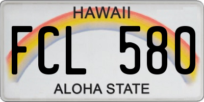 HI license plate FCL580
