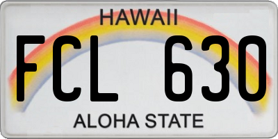 HI license plate FCL630
