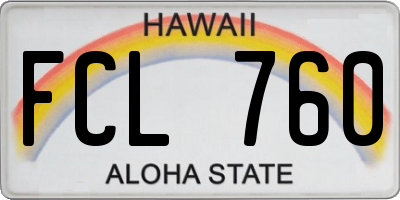 HI license plate FCL760