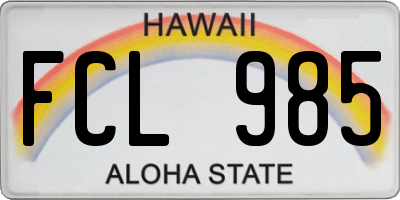 HI license plate FCL985
