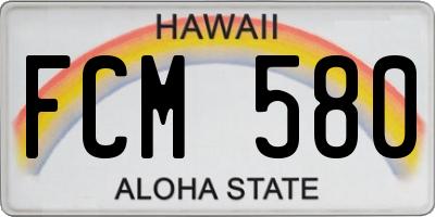 HI license plate FCM580