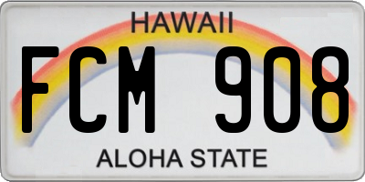 HI license plate FCM908