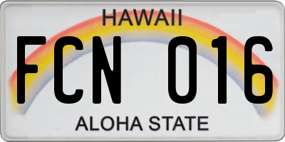 HI license plate FCN016
