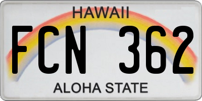 HI license plate FCN362
