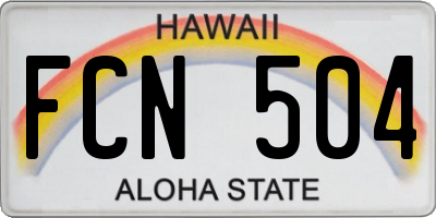 HI license plate FCN504
