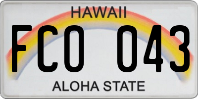 HI license plate FCO043