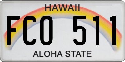 HI license plate FCO511
