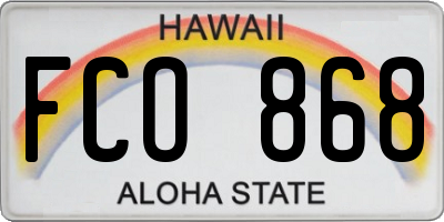 HI license plate FCO868
