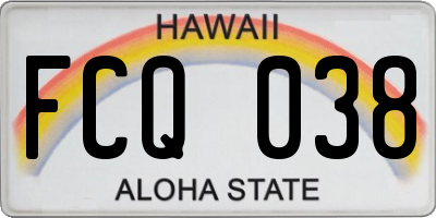HI license plate FCQ038