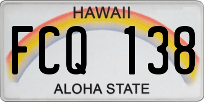 HI license plate FCQ138