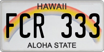 HI license plate FCR333