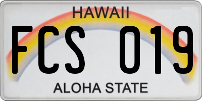HI license plate FCS019