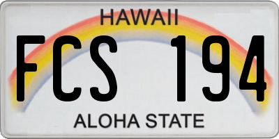 HI license plate FCS194