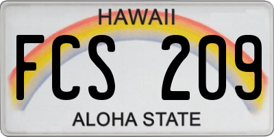 HI license plate FCS209