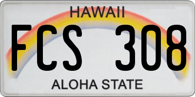 HI license plate FCS308