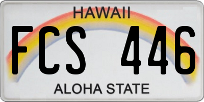 HI license plate FCS446