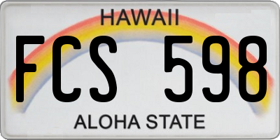 HI license plate FCS598