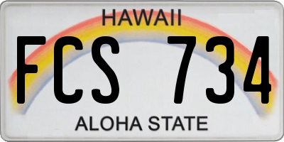 HI license plate FCS734
