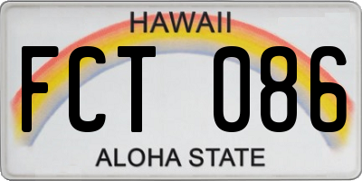 HI license plate FCT086