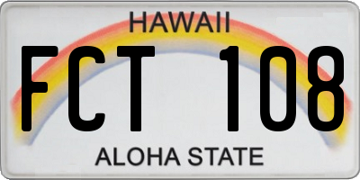 HI license plate FCT108