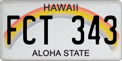 HI license plate FCT343