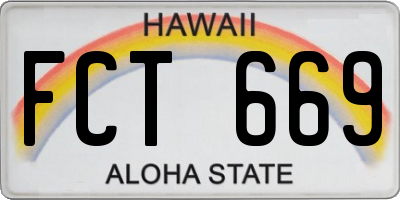 HI license plate FCT669