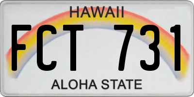 HI license plate FCT731
