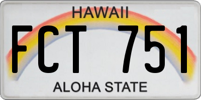 HI license plate FCT751