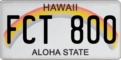 HI license plate FCT800