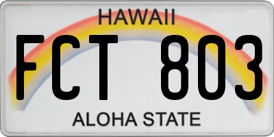 HI license plate FCT803