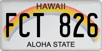 HI license plate FCT826