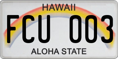 HI license plate FCU003