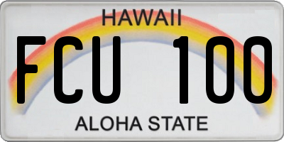 HI license plate FCU100