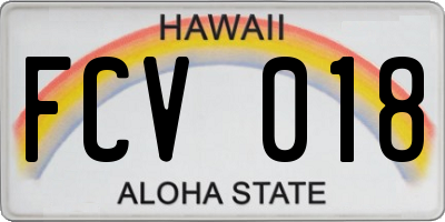 HI license plate FCV018