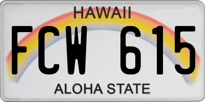 HI license plate FCW615