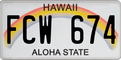 HI license plate FCW674
