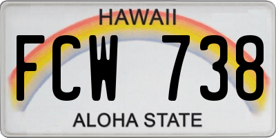 HI license plate FCW738