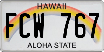 HI license plate FCW767