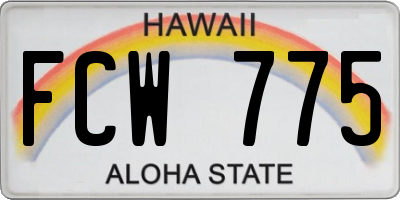 HI license plate FCW775