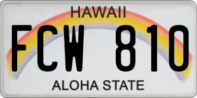 HI license plate FCW810
