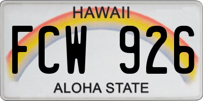 HI license plate FCW926