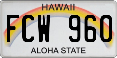 HI license plate FCW960
