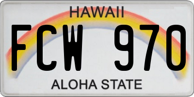 HI license plate FCW970